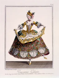 Costume di una gentile contadina, fine XVIII secolo (incisione colorata a mano)